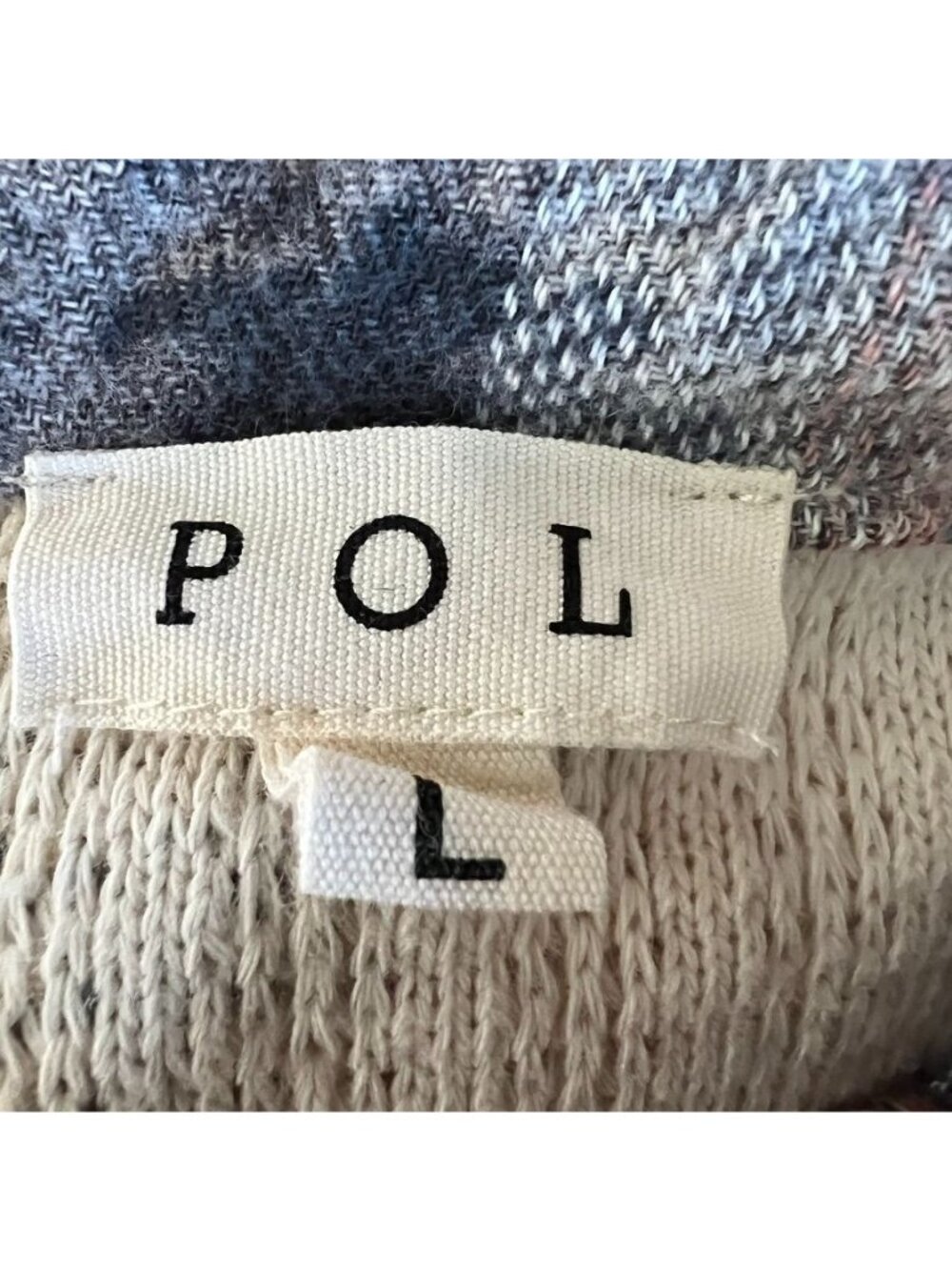 Pol Womens Sz L Peace Patchwork Chunky Plaid Shacket Oversized Statement Grunge - Picture 12 of 16